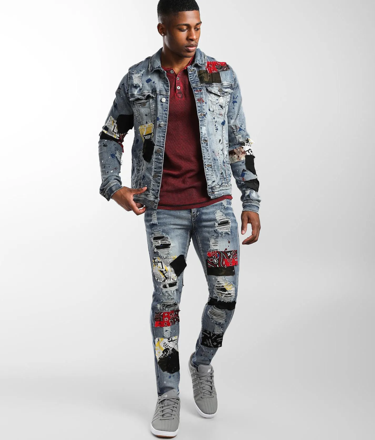 Sale Jeans|Bottoms | Industrial Indigo Patch Skinny Stretch Jean Indigo