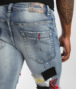 Sale Jeans|Bottoms | Industrial Indigo Patch Skinny Stretch Jean Indigo