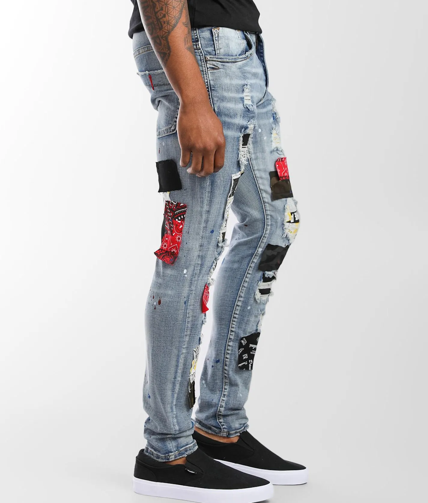 Sale Jeans|Bottoms | Industrial Indigo Patch Skinny Stretch Jean Indigo
