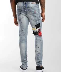 Sale Jeans|Bottoms | Industrial Indigo Patch Skinny Stretch Jean Indigo