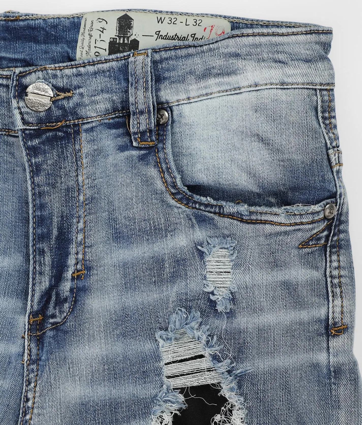Sale Jeans|Bottoms | Industrial Indigo Patch Skinny Stretch Jean Indigo