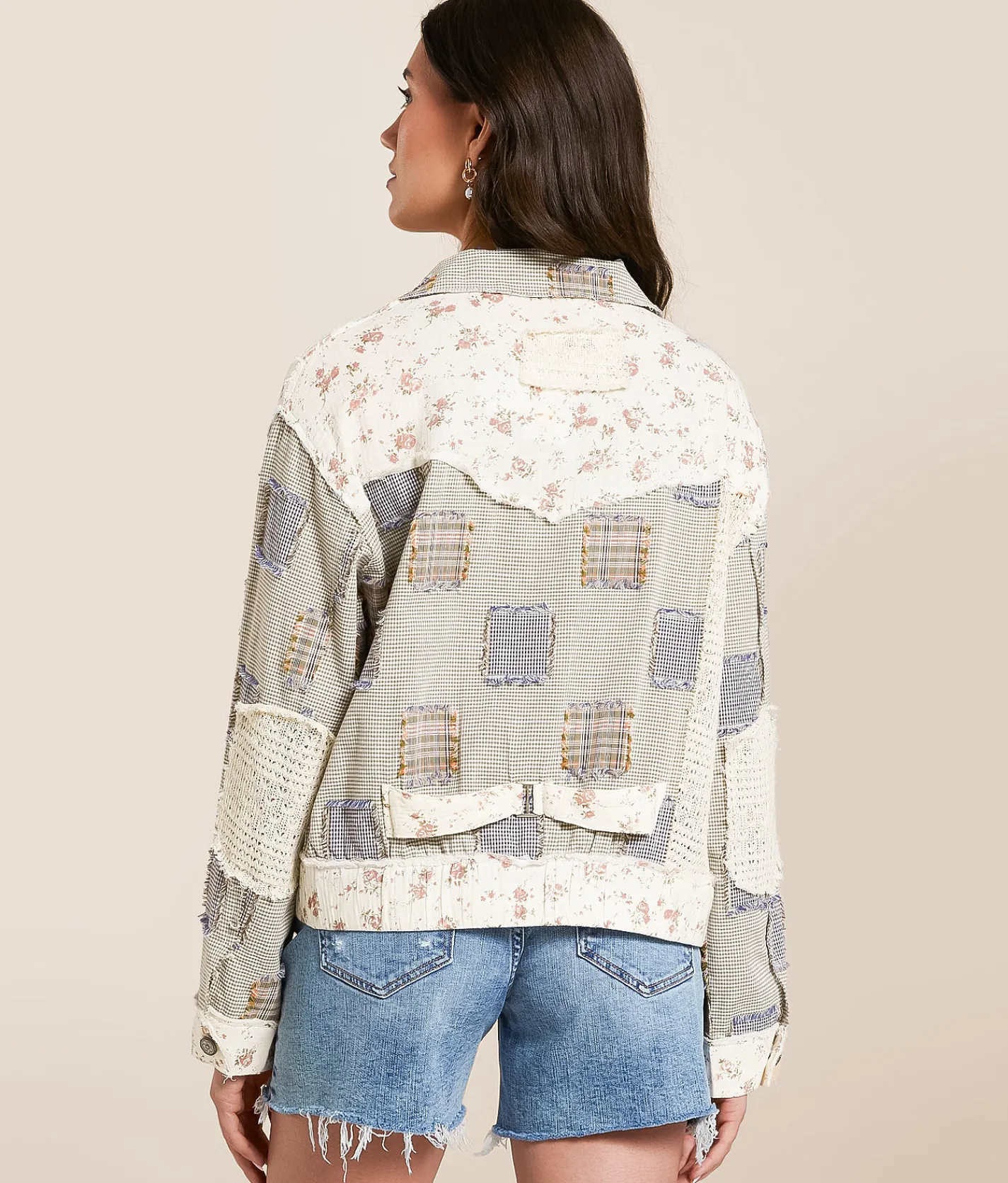 Tops|Coats & Jackets | POL Patchwork Jacket Green Multi