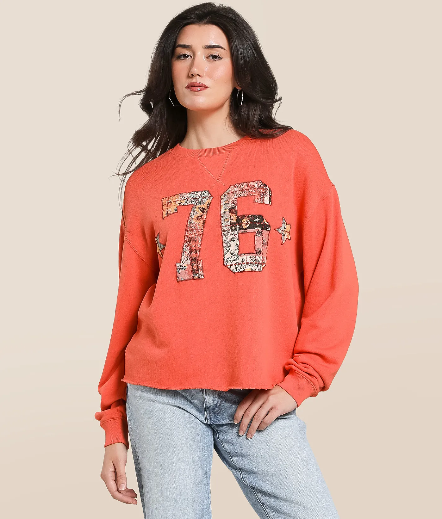 Tops | Modish Rebel 76 Patchwork Pullover Coral
