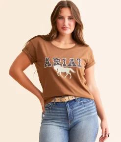 Tops | Ariat Patterned Bronco T-Shirt Cinnamon