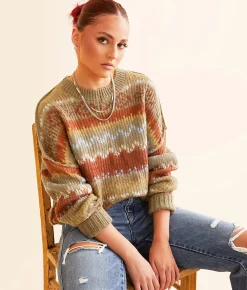 Gilded Intent Patterned Sweater Multi New
