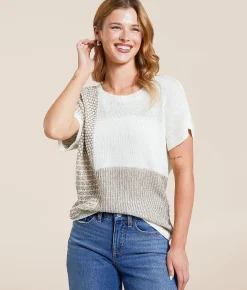 Tops | Blu Pepper Patterned Sweater White Tan