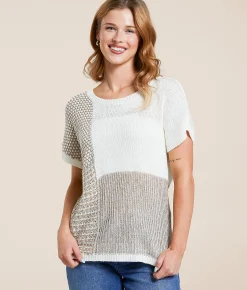 Tops | Blu Pepper Patterned Sweater White Tan