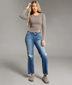 BKE Payton Cropped Straight Stretch Jean Eastlack Hot