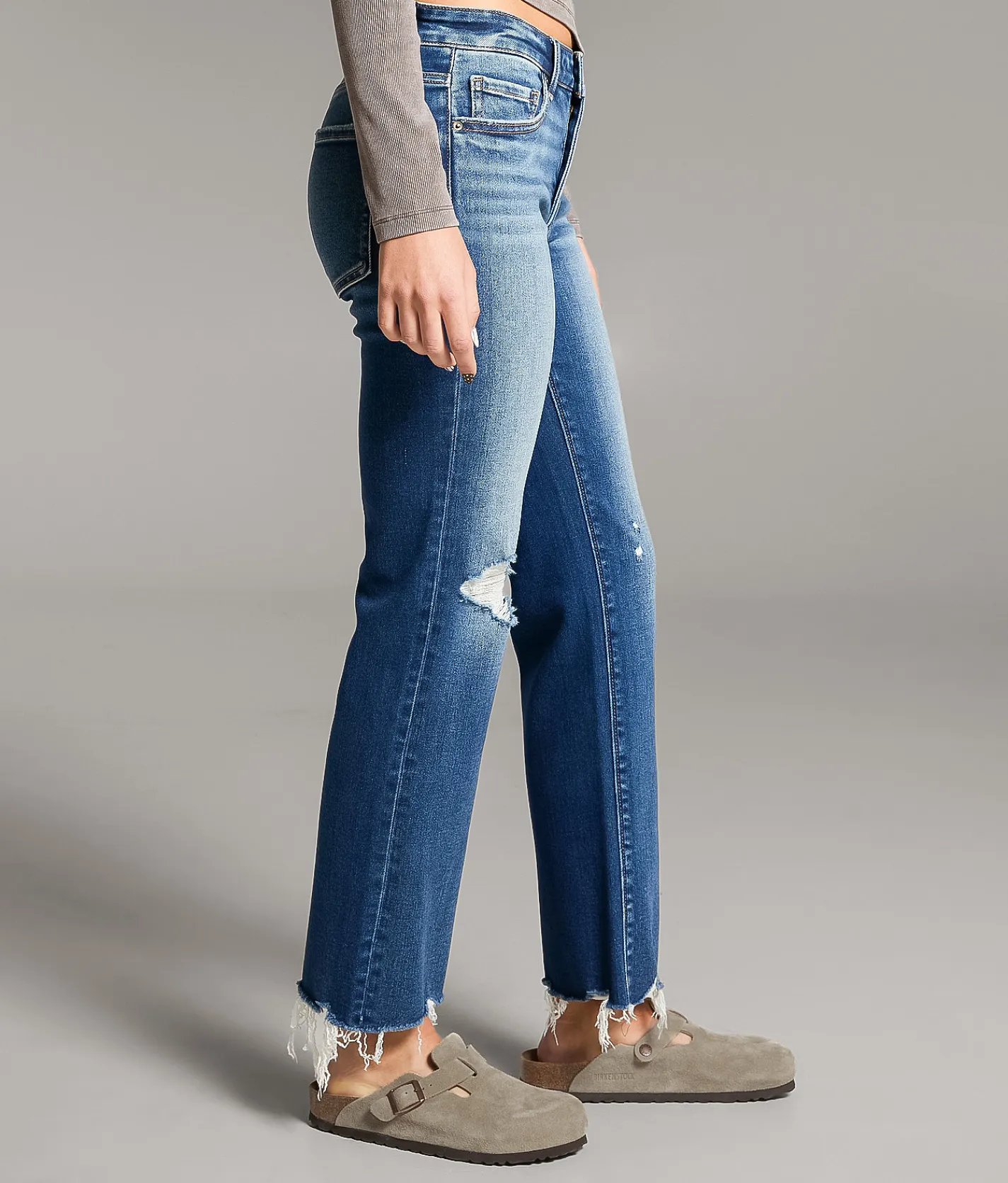 BKE Payton Cropped Straight Stretch Jean Eastlack Hot