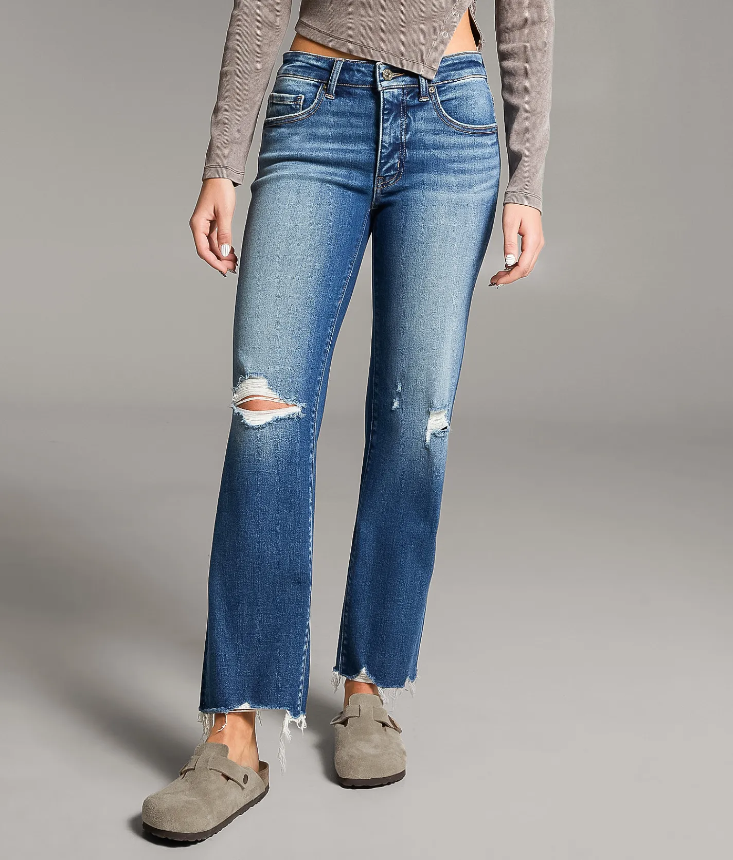 BKE Payton Cropped Straight Stretch Jean Eastlack Hot