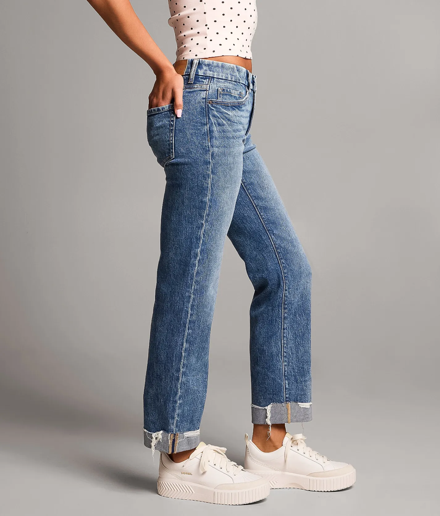 BKE Payton Cropped Straight Stretch Jean Disham Clearance