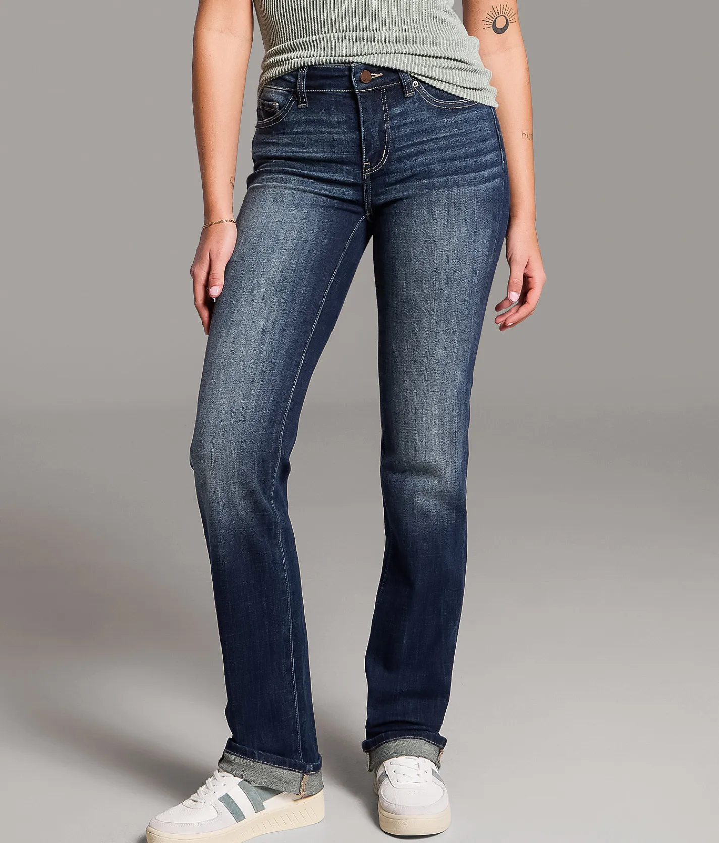 BKE Payton Straight Stretch Cuffed Jean Busby Online