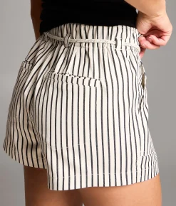 BKE Payton Striped Stretch Short Black Natural Stripe Outlet