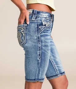 Rock Revival Pearlie Mid-Rise Bermuda Stretch Short Pearlie MU208 Sale