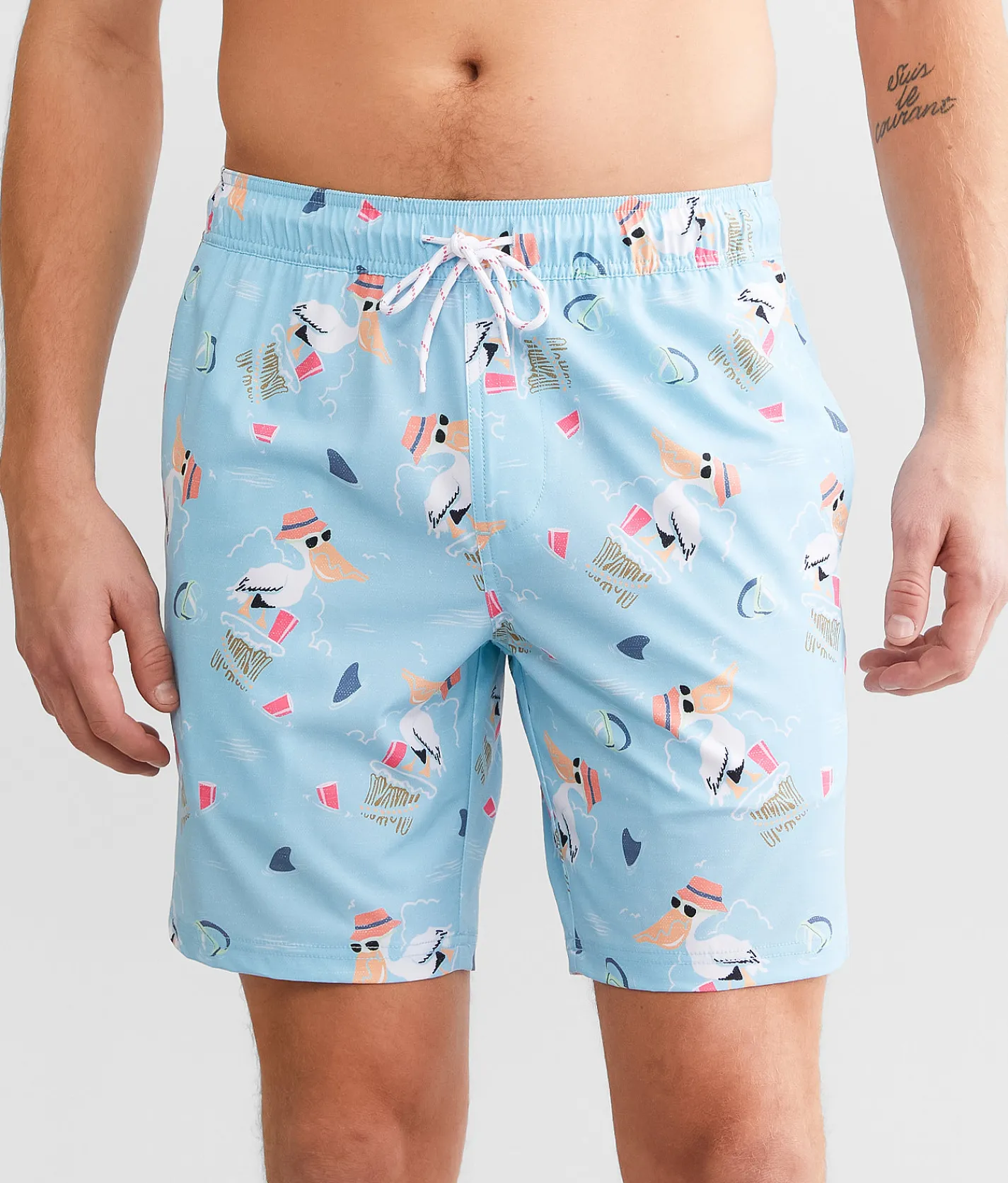 Bottoms|Swimwear | Departwest Pelican Stretch Swim Trunks Light Blue