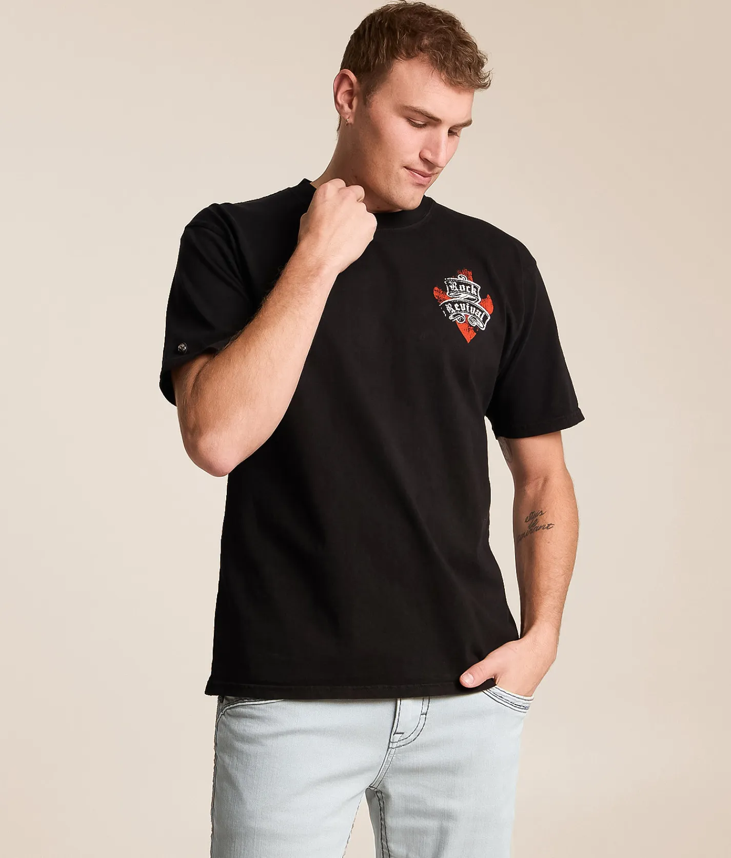 Rock Revival Penn T-Shirt Black Dust Clearance