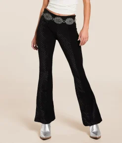 Bottoms | Free People Penny Pull-On Velvet Flare Pant Black