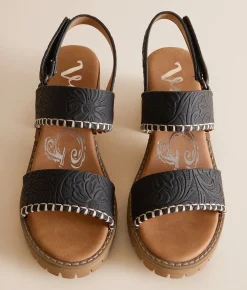 Very G Penny Whipstitch Heeled Sandal Black New