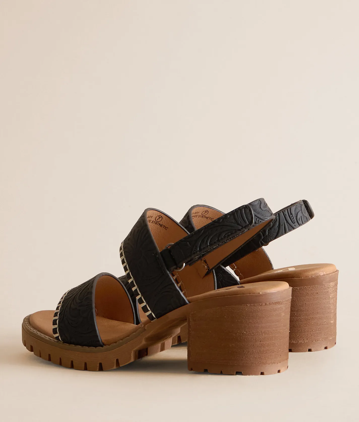 Very G Penny Whipstitch Heeled Sandal Black New
