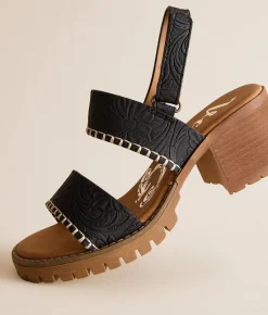 Very G Penny Whipstitch Heeled Sandal Black New