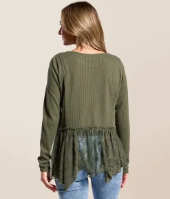 Tops | Daytrip Peplum Lace Top Thyme