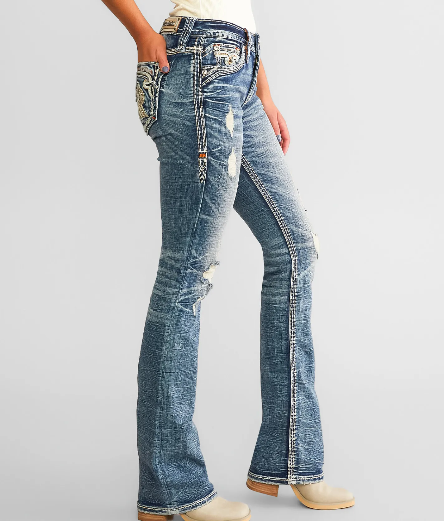 Jeans|Bottoms | Rock Revival Peralie Mid-Rise Boot Stretch Jean Pearlie MB201
