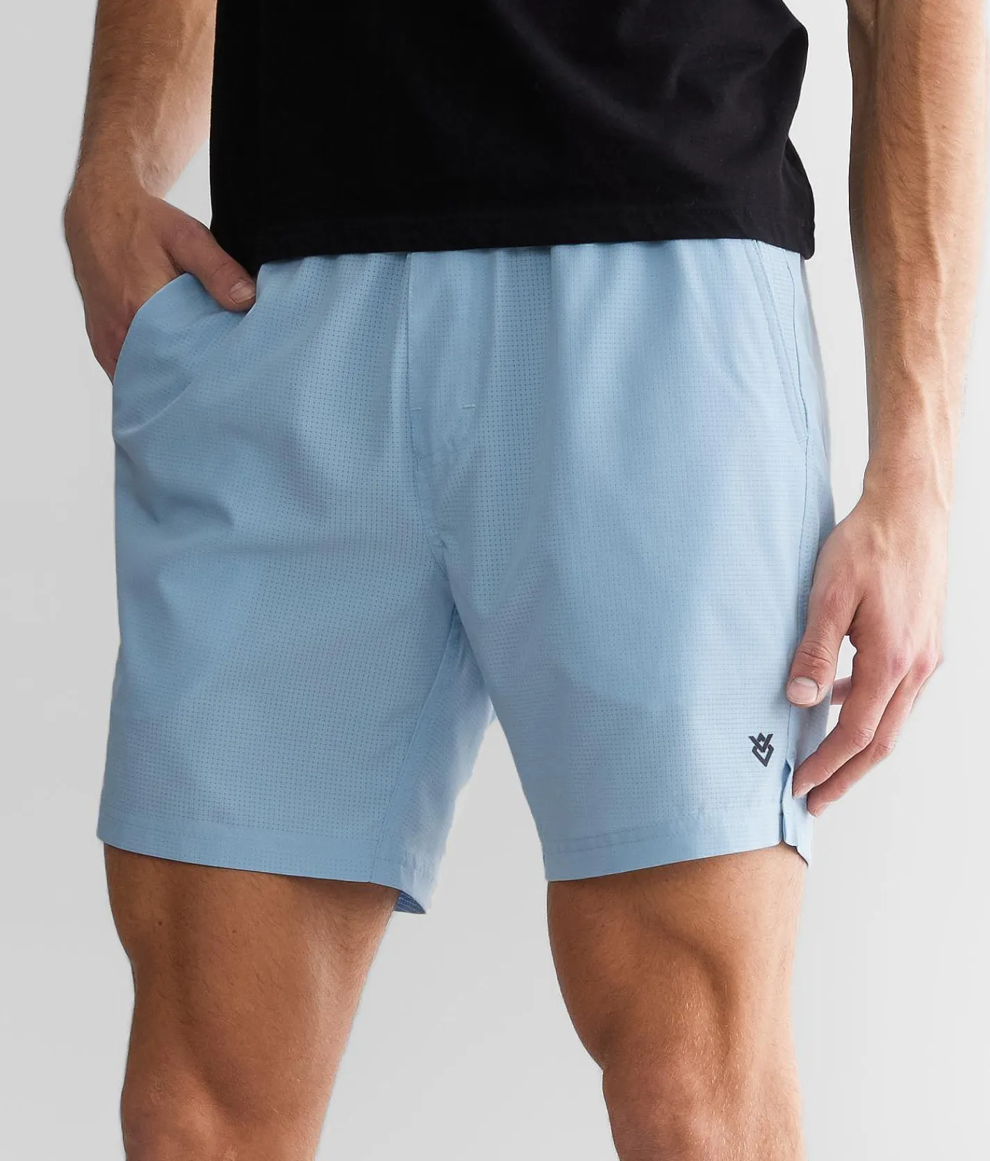 Bottoms|Activewear | Veece Perforated Active Stretch Short Light Blue