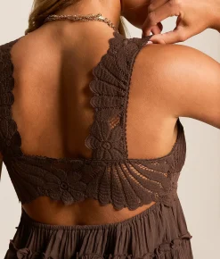 Free People Petal Party Tank Top Shaved Chocolate Outlet