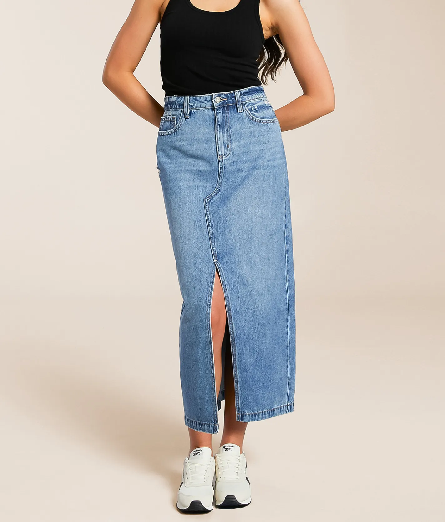 HIDDEN Peyton Denim Maxi Skirt Medium Hot