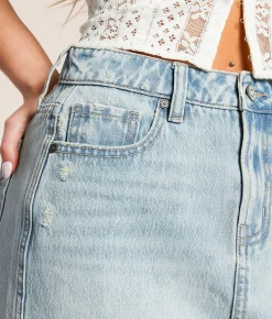 HIDDEN Peyton Denim Skirt Light Hot