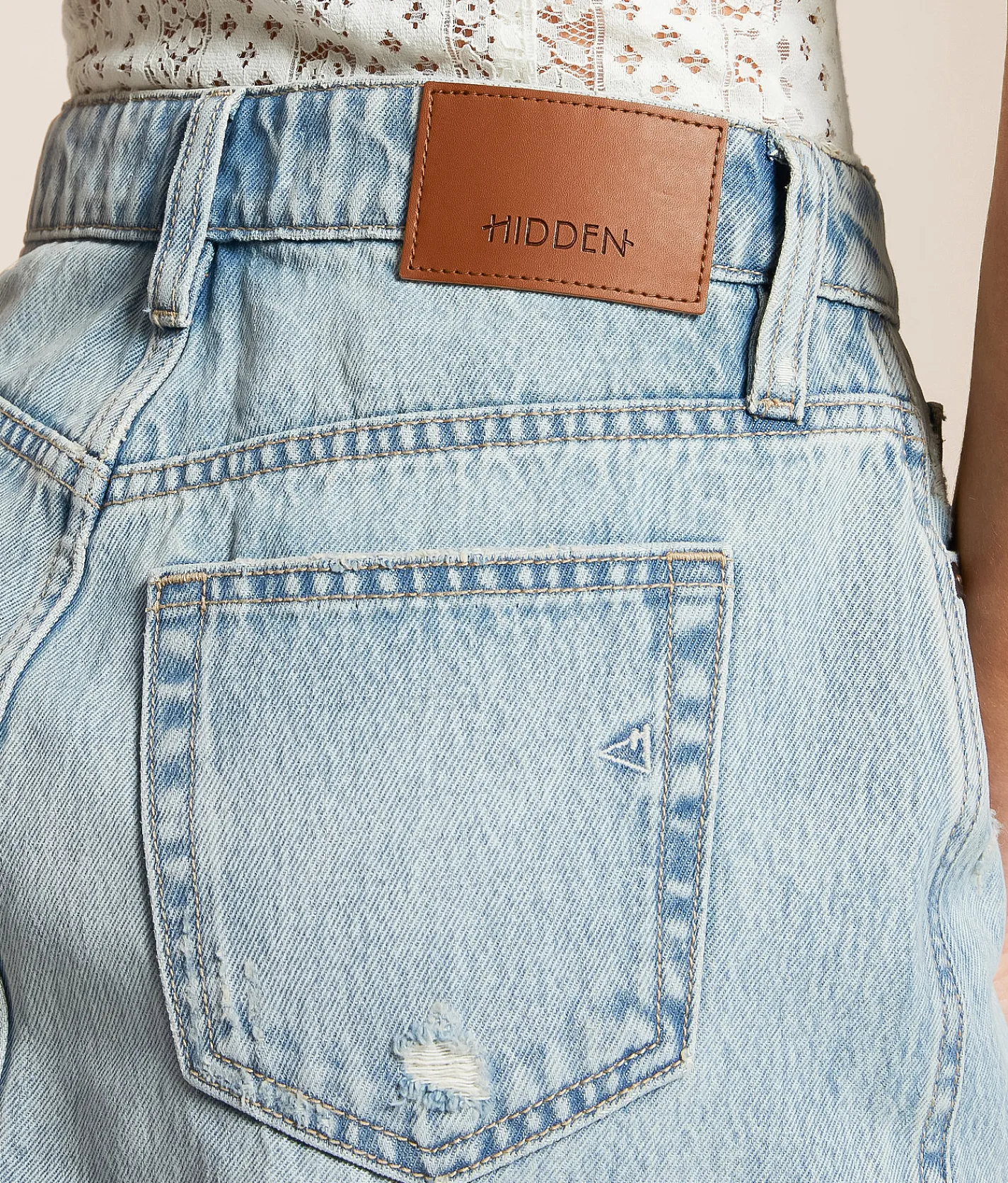HIDDEN Peyton Denim Skirt Light Hot