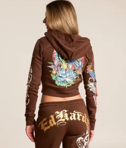 Tops | Ed Hardy Phoenix Y2K Cropped Hoodie Cocoa