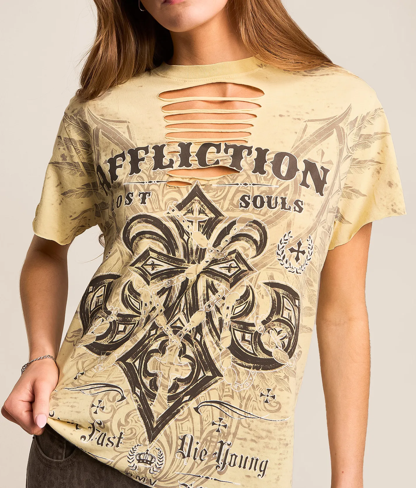Affliction Pictoral T-Shirt Mellow Yellow Sale