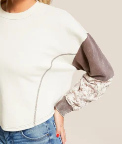 Tops | Gilded Intent Pieced Camo Boxy Pullover Beige Camo