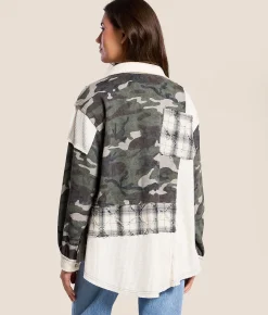 Tops|Coats & Jackets | POL Pieced Camo Oversized Shacket Camo Multi