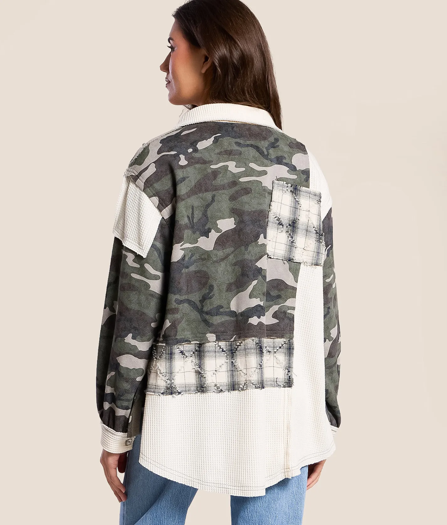 Tops|Coats & Jackets | POL Pieced Camo Oversized Shacket Camo Multi