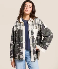 Tops|Coats & Jackets | POL Pieced Camo Oversized Shacket Camo Multi