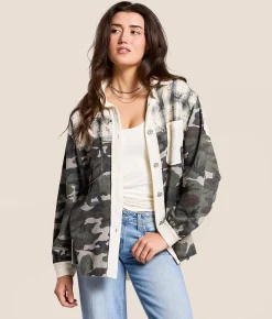 Tops|Coats & Jackets | POL Pieced Camo Oversized Shacket Camo Multi