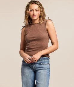 Tops | Gilded Intent Pieced Cinch Tie Tank Top Mustang