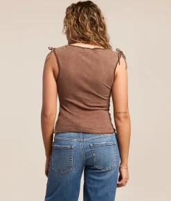 Tops | Gilded Intent Pieced Cinch Tie Tank Top Mustang