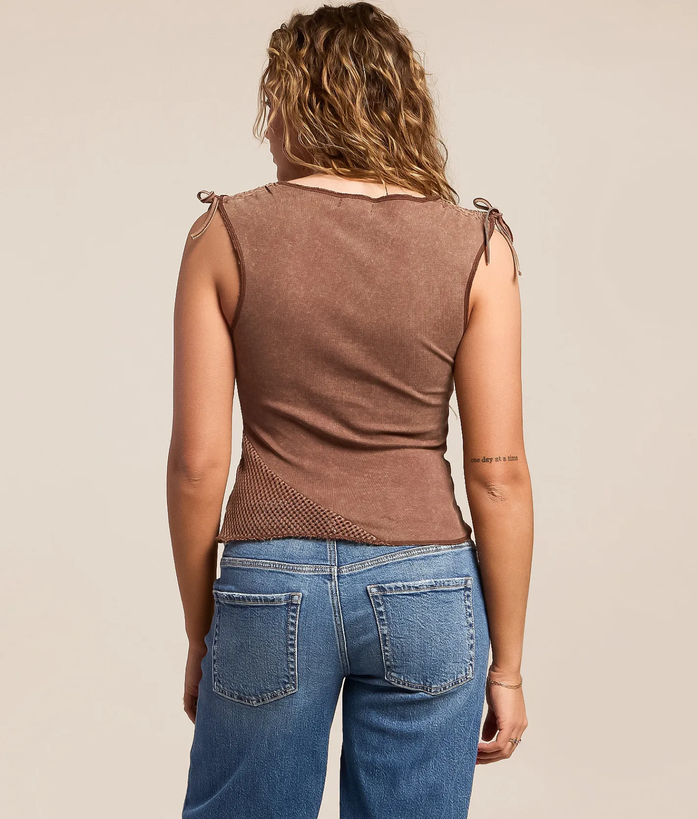 Tops | Gilded Intent Pieced Cinch Tie Tank Top Mustang