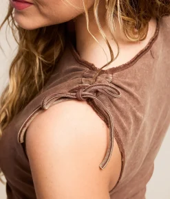 Tops | Gilded Intent Pieced Cinch Tie Tank Top Mustang