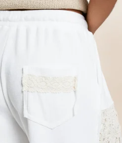 Bottoms | POL Pieced Crochet Cargo Jogger Off White