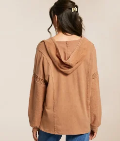 Tops | BKE Pieced Crochet Hoodie Peyote