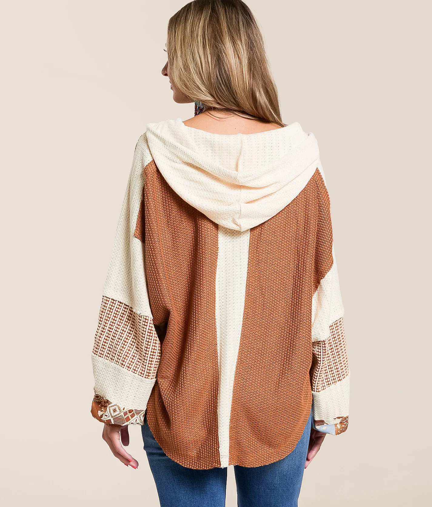 Tops | Miss Me Pieced Crochet Hoodie Salmon Pink