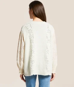 Tops | POL Pieced Crochet Oversized Cardigan Sweater Powder Cream