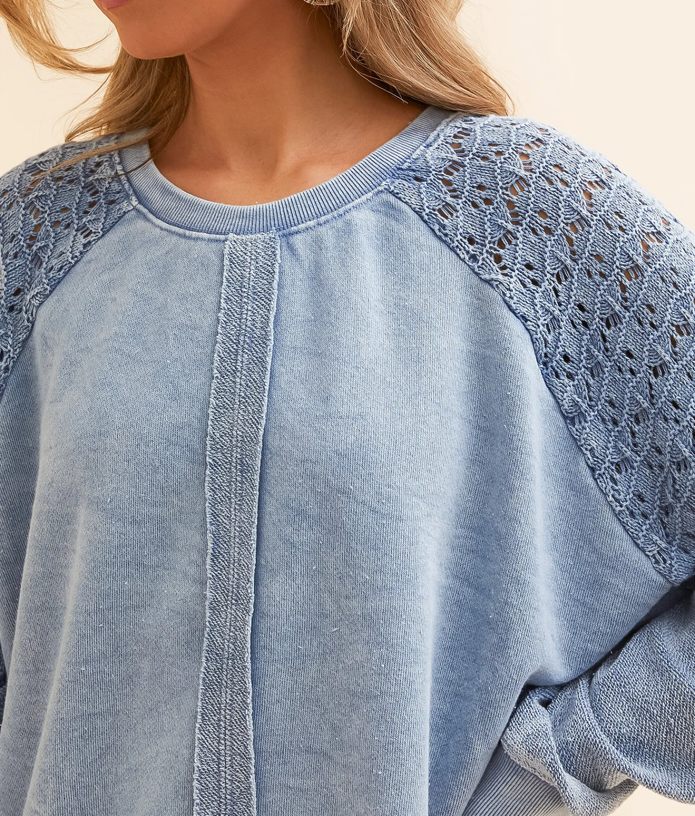 Tops | generation K Pieced Crochet Oversized Pullover Mushroom