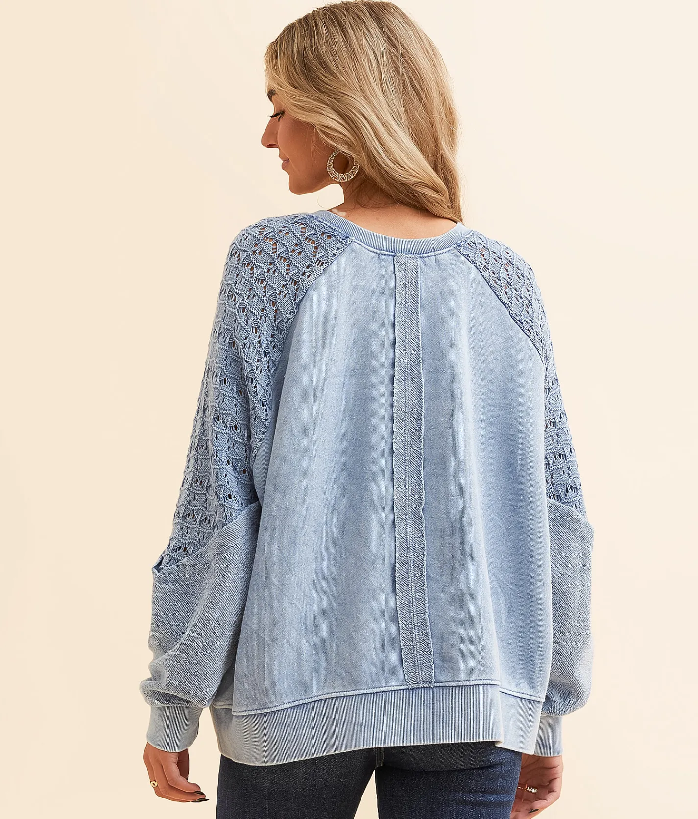 Tops | generation K Pieced Crochet Oversized Pullover Mushroom
