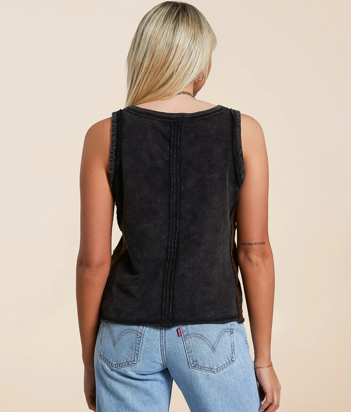 Tops | Gilded Intent Pieced Crochet Tank Top Washed Black