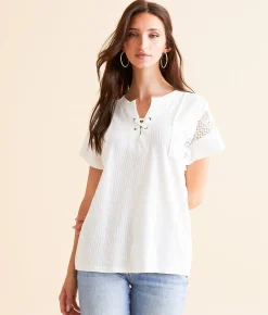 Tops | Daytrip Pieced Crochet Top White